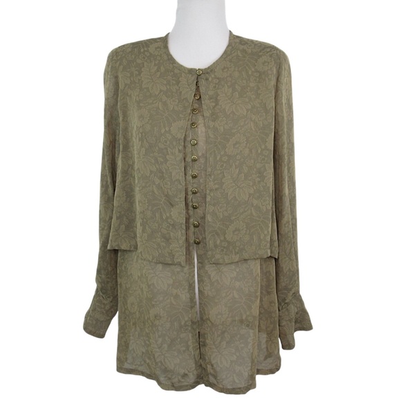 FRANCESS RITA Vintage Sheer Layered Floral Button Front Blouse Tunic Size 10 - Picture 1 of 13
